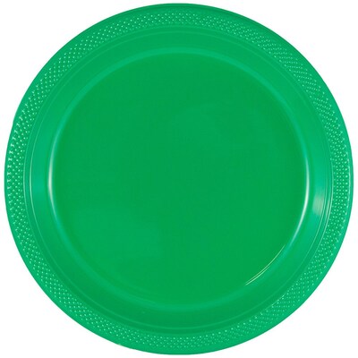 JAM Paper® Round Plastic Disposable Party Plates, Small, 7 Inch, Green, 200/Box (255328195b)