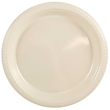 JAM Paper® Round Plastic Disposable Party Plates, Small, 7 Inch, Ivory, 200/Box (7255320682b)