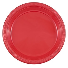 JAM Paper® Round Plastic Disposable Party Plates, Large, 10 1/4 Inch, Red, 20/Pack(10255LPre)