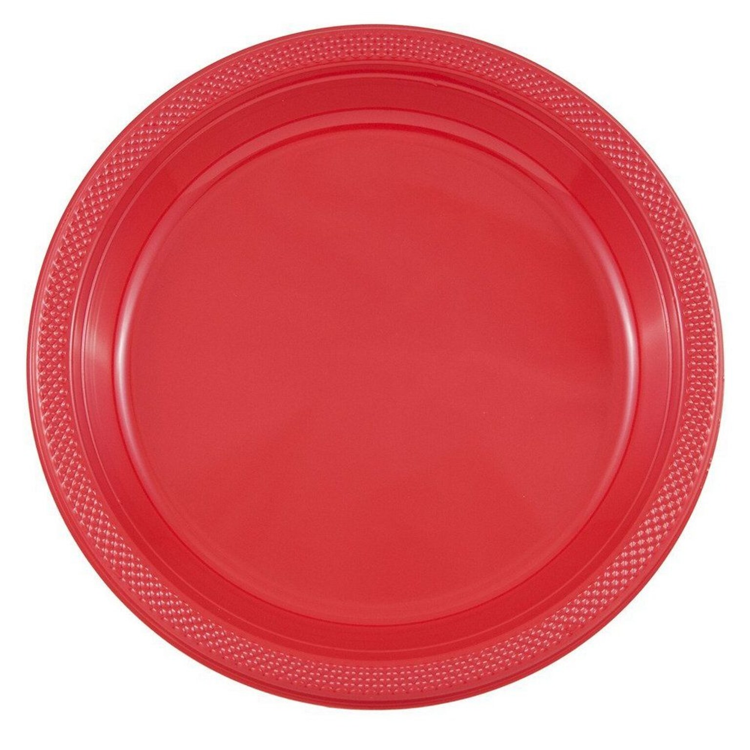 JAM Paper® Round Plastic Disposable Party Plates, Large, 10 1/4 Inch, Red, 20/Pack(10255LPre)