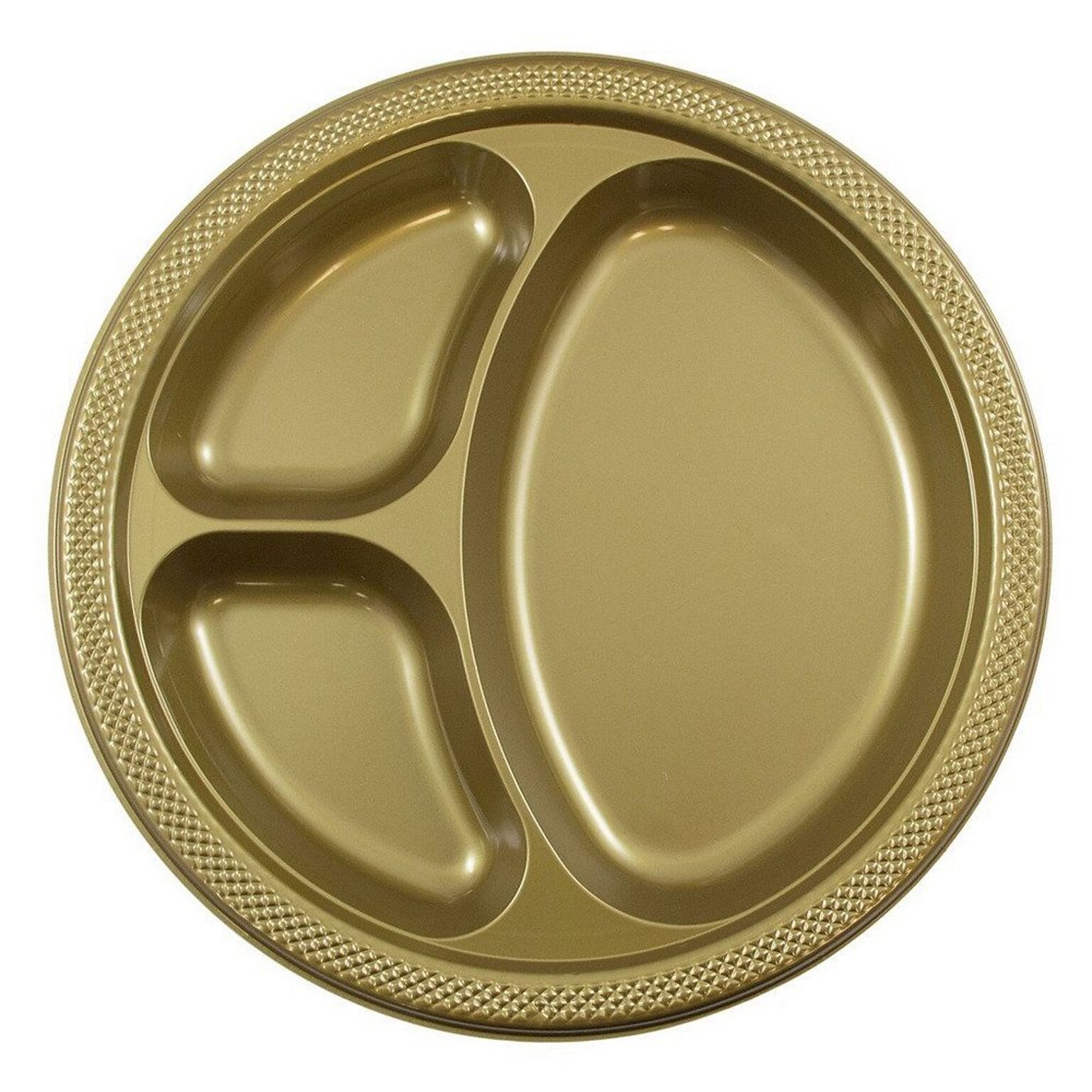 JAM Paper® Plastic 3 Compartment Divided Plates, Large, 10 1/4 Inch, Gold, 20/Pack (10255CPgl)