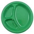 JAM Paper® Plastic 3 Compartment Divided Plates, Large, 10 1/4 Inch, Green, 20/Pack (10255CPgr)