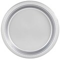 JAM Paper® Round Plastic Disposable Party Plates, Medium, 9 Inch, Silver, 200/Box (255325375b)