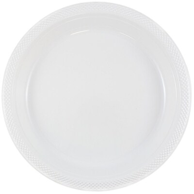 JAM Paper® Round Plastic Disposable Party Plates, Small, 7 Inch, White, 200/Box (7255320690b)