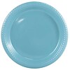 JAM Paper® Round Plastic Disposable Party Plates, Small, 7 Inch, Sea Blue, 200/Box (7255320668b)