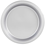 JAM Paper® Round Plastic Disposable Party Plates, Small, 7 Inch, Silver, 200/Box (255325377b)