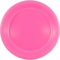JAM Paper® Round Plastic Disposable Party Plates, Medium, 9 Inch, Fuchsia Pink, 200/Box (9255320681b)