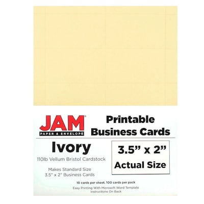 JAM Paper® Printable Business Cards, 2 x 3.5, Ivory, 100/pack (22130976)
