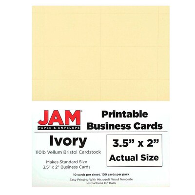 JAM Paper® Printable Business Cards, 2 x 3.5, Ivory, 100/pack (22130976)