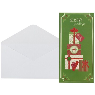 JAM Paper® Christmas Holiday Money Card Set, Seasons Greetings Gifts, 6/pack (95231613)