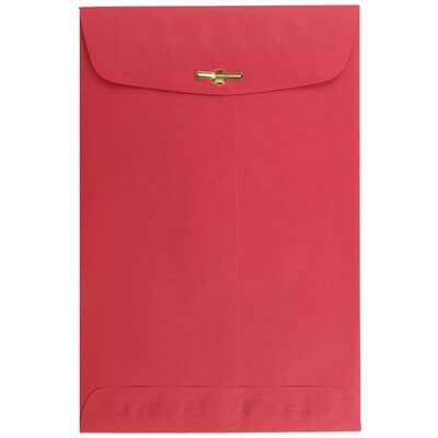 JAM Paper Open End Catalog Envelopes with Clasp Closure, 6" x 9", Red Recycled, 50/Pack (87881I)