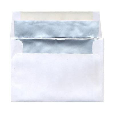 JAM Paper® 4.625 x 6.75 Foil Lined Invitation Envelopes, White with Silver Matte Foil, 25/Pack (3324