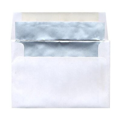 JAM Paper 4.625 x 6.75 Foil Lined Invitation Envelopes, White with Silver Matte Foil, 25/Pack (332411330)