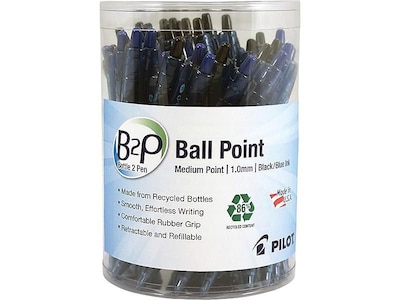 Pilot B2P Bottle 2 Pen Retractable Ballpoint Pens, Medium Point, Assorted Ink, 36/Pack (57050)