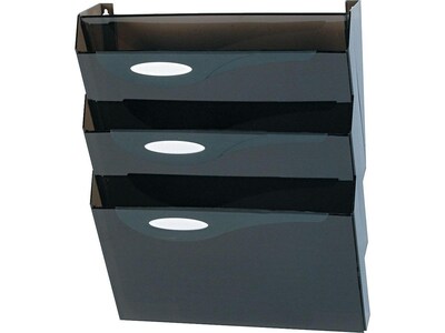 Eldon Classic Hot File 3-Pocket Plastic Wall File, Smoked (16603)