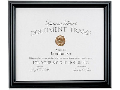 Lawrence Frames 8.5 x 11 Wood Certificate Frame, Black (185081)