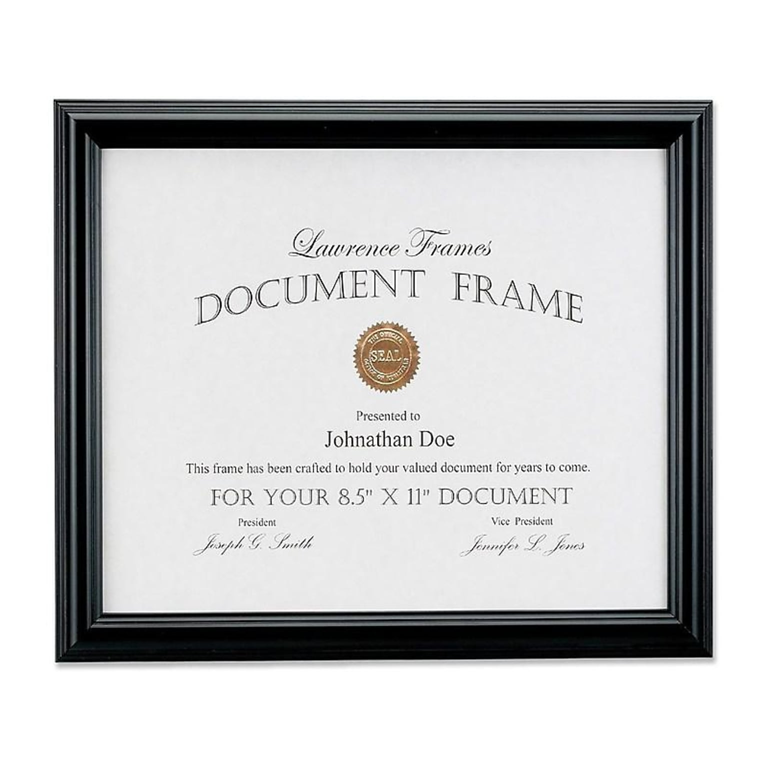Lawrence Frames 8.5 x 11 Wood Certificate Frame, Black (185081)