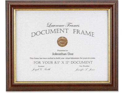 Lawrence Frames Wood Certificate Frame, Walnut (185181)