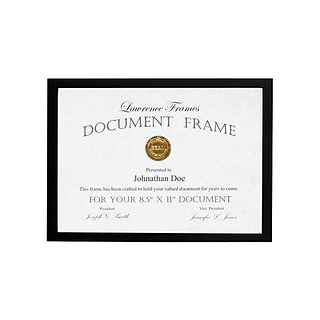 Lawrence Frames Wood Certificate Frame; Black (755581)