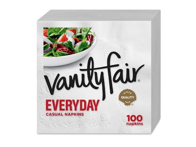 Vanity Fair Everyday Luncheon Napkins, 2-Ply, White, 100/Pack (35501)