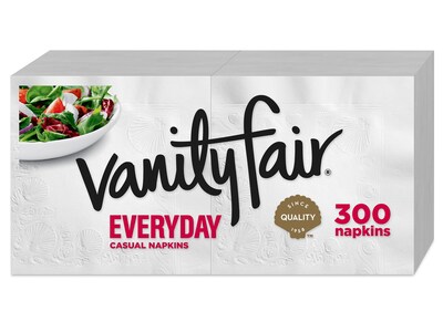 Vanity Fair Everyday Luncheon Napkins, 2-Ply, White, 300/Pack (35503/14)