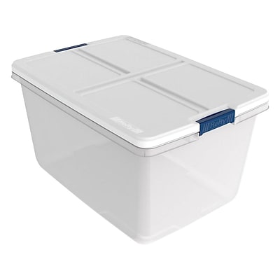 Hefty 66 Qt. Latch Lid Storage Bins, Clear/White, 6/Pack (7105)