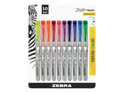 Zebra Zazzle Liquid Highlighters, Chisel, Assorted, 10/Pack (ZEB71111)