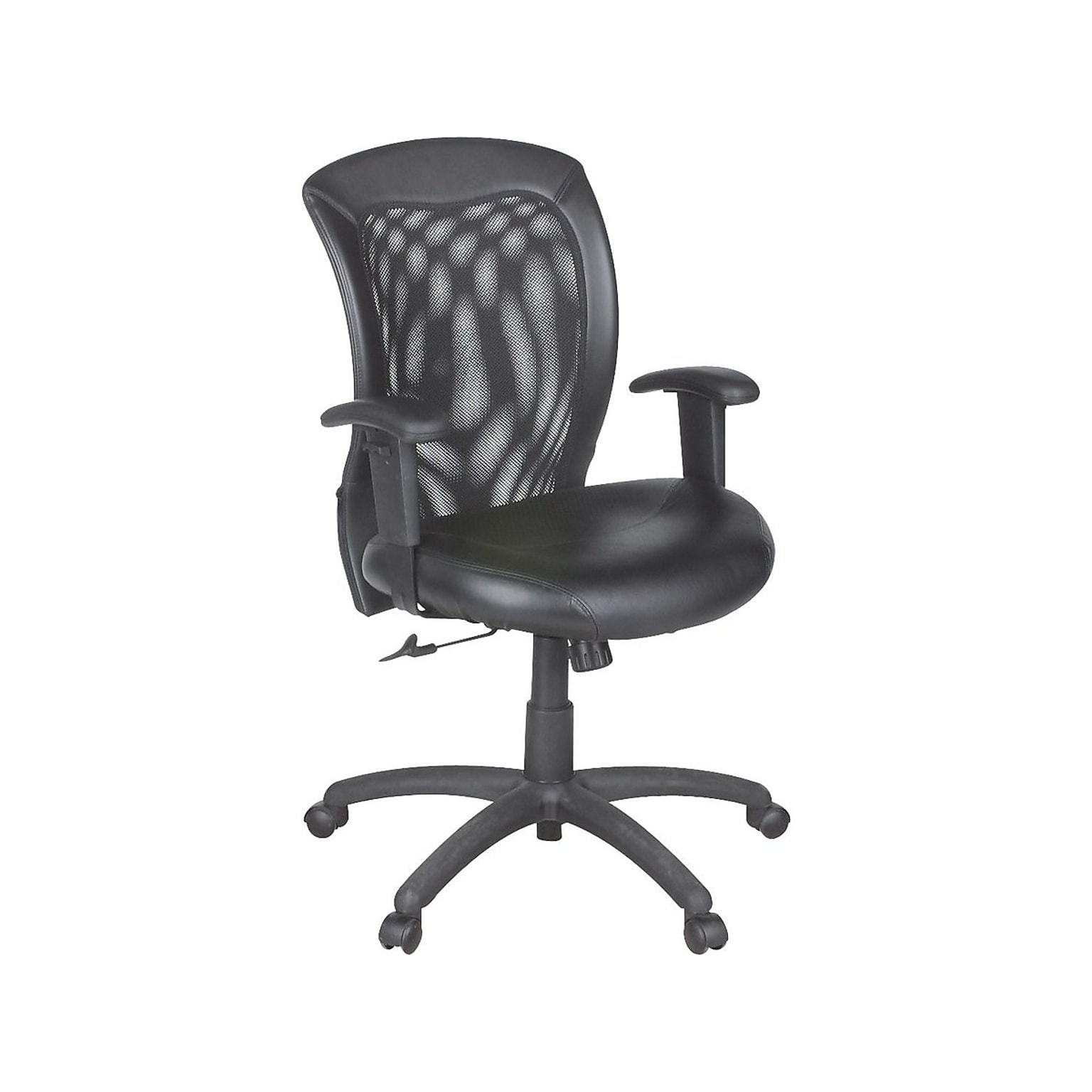 Global Airflow Ergonomic Leather Swivel Manager Chair, Black (9339BK)