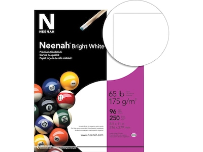 Neenah Bright White Cardstock, 8.5 x 11, 65 lb., 250 Sheets/Pack (91904/92904)