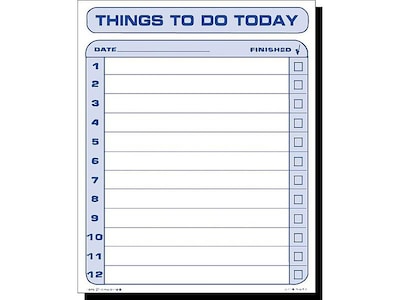 TOPS Things To Do Today Memo Pad, 8.5" x 11", White, 100 Sheets/Pad (TOP 2170)