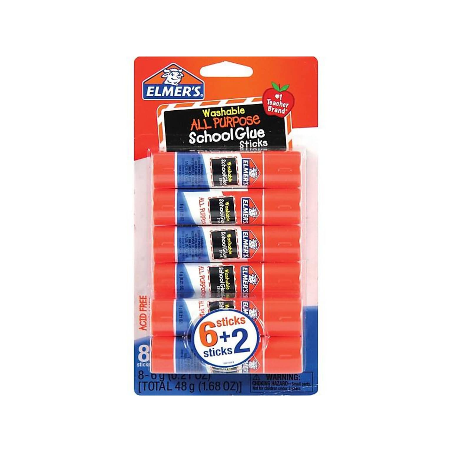 Elmers All Purpose School WashableRemovable Glue Sticks, 0.21 oz., White, 6/Pack (E5003/E5004)