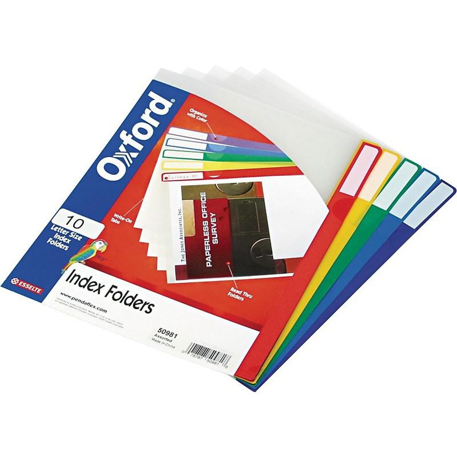 Pendaflex File Folder Folders, 2/5-Cut Tab, Left Position, Letter Size, Multicolor, 10/Pack (50981EE)