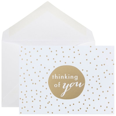 JAM Paper® Thank You Cards Set, Thinking of You Greeting, Gold Tiny Dot, 10/pack (D41111NGLMB)