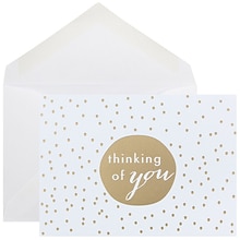 JAM Paper® Thank You Cards Set, Thinking of You Greeting, Gold Tiny Dot, 10/pack (D41111NGLMB)