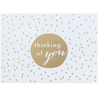 JAM Paper® Thank You Cards Set, Thinking of You Greeting, Gold Tiny Dot, 10/pack (D41111NGLMB)