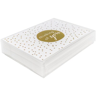 JAM Paper® Thank You Cards Set, Thinking of You Greeting, Gold Tiny Dot, 10/pack (D41111NGLMB)