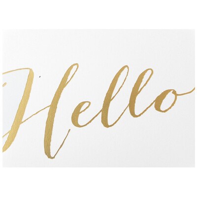 JAM Paper® Thank You Cards Set, Hello Greeting, White with Gold Script, 10/pack (D41113NGLMB)
