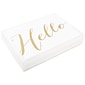 JAM Paper® Thank You Cards Set, Hello Greeting, White with Gold Script, 10/pack (D41113NGLMB)