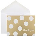 JAM Paper® Thank You Cards Set, Gold Polka Dot,10/pack (D41109TYGLMB)