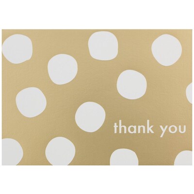 JAM Paper® Thank You Cards Set, Gold Polka Dot,10/pack (D41109TYGLMB)