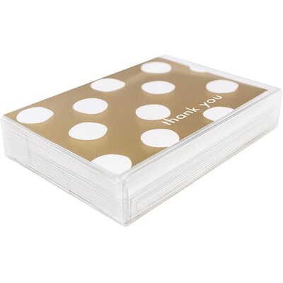 JAM Paper® Thank You Cards Set, Gold Polka Dot,10/pack (D41109TYGLMB)