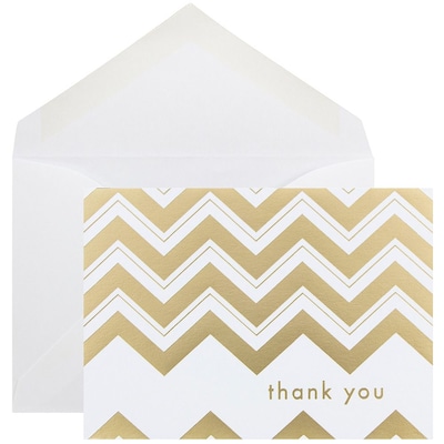 JAM Paper® Thank You Cards Set, Gold Chevron Stripe, 10/pack (D41114TYGLMB)