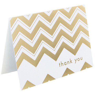 JAM Paper® Thank You Cards Set, Gold Chevron Stripe, 10/pack (D41114TYGLMB)