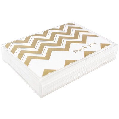 JAM Paper® Thank You Cards Set, Gold Chevron Stripe, 10/pack (D41114TYGLMB)