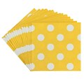 JAM Paper® Small Polka Dot Beverage Napkins, 5 x 5, Yellow, 16/Pack (298NAPye)