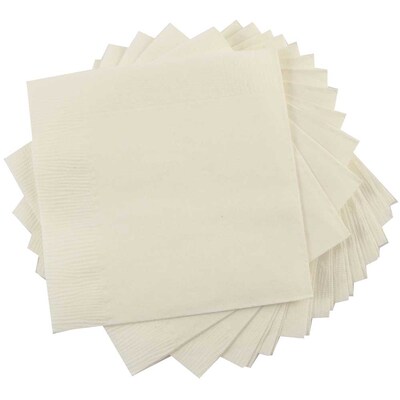 JAM Paper® Medium Lunch Napkins, 6 1/2 x 6 1/2, Ivory, 600/Box (6255620722b)