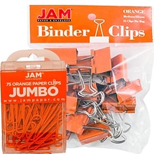 JAM Paper Colored Office Desk Supplies Bundle, Orange, Jumbo Paper Clips & Medium Binder Clips, 1 Pa