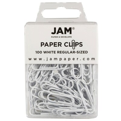 JAM Paper Colored Office Desk Supplies Bundle, White, Paper Clips & Binder Clips, 1 Pack of Each, 2/pack (218334wh)