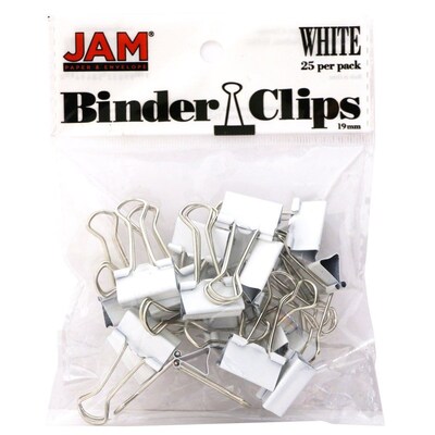 JAM Paper Colored Office Desk Supplies Bundle, White, Paper Clips & Binder Clips, 1 Pack of Each, 2/pack (218334wh)