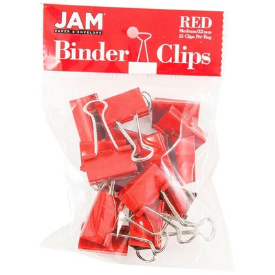 JAM Paper Colored Office Desk Supplies Bundle, Red, Jumbo Paper Clips & Medium Binder Clips, 1EA/PK (4218339re)